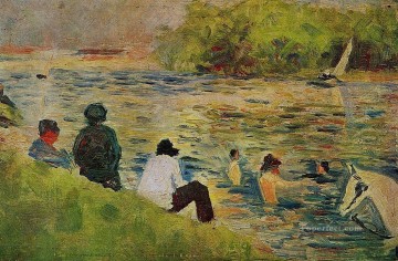 ジョルジュ・スーラ Painting - セーヌ川の岸辺 1884